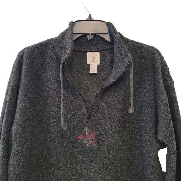 Victoria Secret Country Womens Size Medium‎ Grey Half Zip Embroidered Pullover - Picture 3 of 5